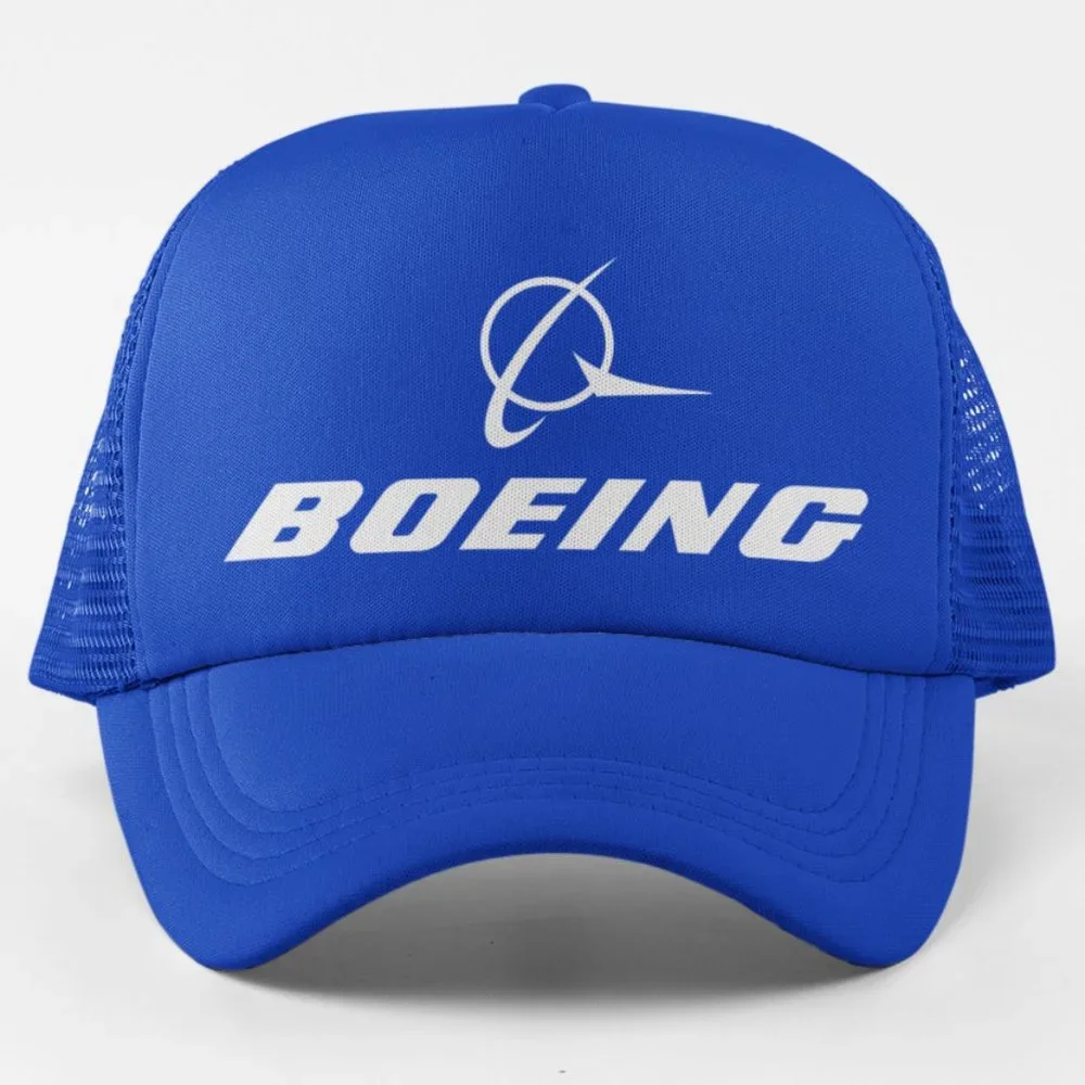 NEW Boeing Big Logo Foam Trucker Mesh Snapback Hat BLUE